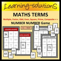 MATHS TERMS -  NUMBER NUMBER GAME: Prime, Composite, Factor, Multiple, Square, Odd, Even ＜ ＞