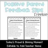 Today's Proud & Shining Moment – Positive Parent Feedback Slips (Freebie) - thumbnail 1 of 1