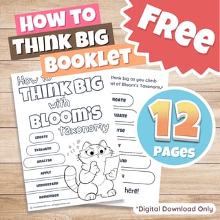 Free B&W Bloom's Taxonomy Activity Booklet to Build Thinking Skills - image 1 of 8