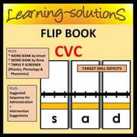 CVC - PHONIC FLIP BOOK for Phonemic Development + Word Banks by Onset & Rime + Triple P Screener
