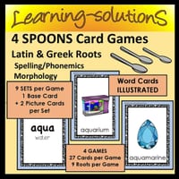 LATIN & GREEK ROOTS Game - SPOONS - 4 Games with 9 Sets per Game - thumbnail 1 of 1