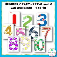 Colour, Cut & Paste Fun! | Numerals 1–10 Activity Pack Preschool and Kindergarten - thumbnail 2 of 4