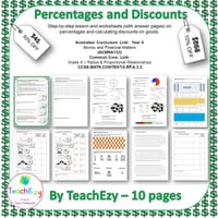 Percentages and Discounts Lesson Plan and Worksheets - thumbnail 1 of 4