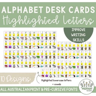 Lower & Uppercase Alphabet Desk Cards All Australian Print & Pre-Cursive Fonts - image 3 of 4