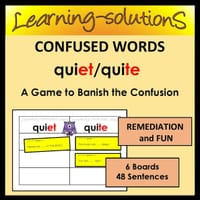 COMMONLY CONFUSED WORDS Game - QUIET/QUITE - 6 Boards/48 Sentence Cards to Banish the Confusion - thumbnail 1 of 1