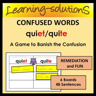 COMMONLY CONFUSED WORDS Game - QUIET/QUITE - 6 Boards/48 Sentence Cards to Banish the Confusion - image 1 of 1