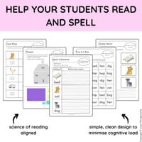 Science of Reading / Synthetic Phonics CVC Read & Spell Words to Sentences - thumbnail 2 of 3