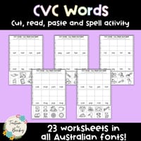 CVC Words - Cut, Read, Paste and Spell Worksheet Package - thumbnail 1 of 6