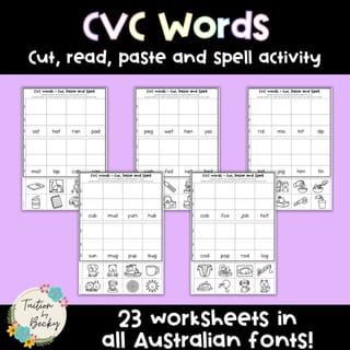 CVC Words - Cut, Read, Paste and Spell Worksheet Package - image 1 of 6