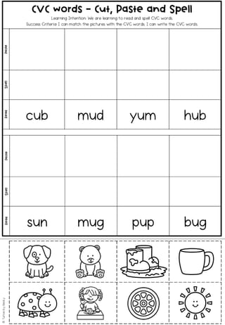 CVC Words - Cut, Read, Paste and Spell Worksheet Package - image 5 of 6