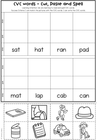 CVC Words - Cut, Read, Paste and Spell Worksheet Package - image 6 of 6