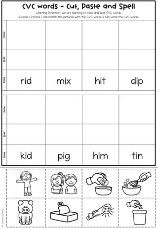 CVC Words - Cut, Read, Paste and Spell Worksheet Package - image 3 of 6