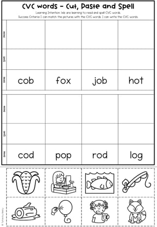 CVC Words - Cut, Read, Paste and Spell Worksheet Package - image 4 of 6
