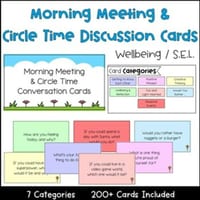 Morning Meeting & Circle Time Conversation Cards - Wellbeing & SEL Discussions