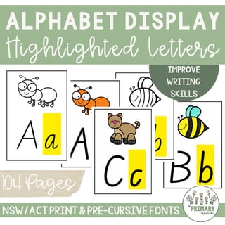 Alphabet Poster Display NSW & ACT Print & Pre-Cursive Fonts Highlighted Letters - image 1 of 4
