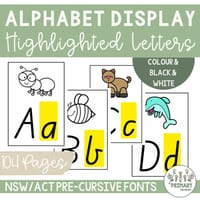 Alphabet Poster Display NSW & ACT Print & Pre-Cursive Fonts Highlighted Letters - thumbnail 2 of 4