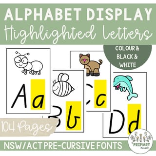Alphabet Poster Display NSW & ACT Print & Pre-Cursive Fonts Highlighted Letters - image 2 of 4