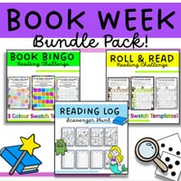 BOOK WEEK BUNDLE! Reading Log Book Bingo Dice Challenge Editable Literacy - thumbnail 2 of 2