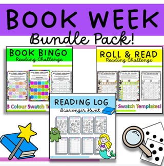 BOOK WEEK BUNDLE! Reading Log Book Bingo Dice Challenge Editable Literacy - image 2 of 2