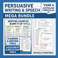 Persuasive Writing & Speech Complete Unit | Powerpoints A B C Exemplars Templates Feedback Rubrics