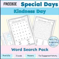 Kindness Day Word searches | Freebie | Harmony Day | Fun | Early Finishers | Word Sleuth