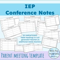 IEP Conference Planning Template - Parent Teacher Meeting Planner -30 variations - thumbnail 3 of 4