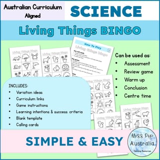 Living Things Bingo | Foundation - Year 3 Science Game | 20 unique cards | Australian Curriculum - image 3 of 4