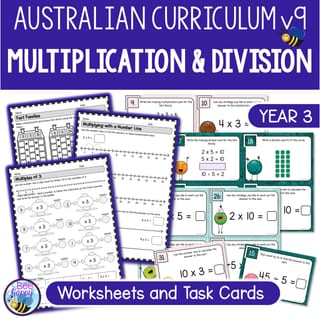 Australian Curriculum v9 Year 3 Multiplication and Division Worksheets and Task Cards - image 1 of 4