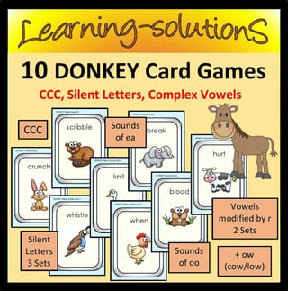 CCC, Silent Letters, Complex Vowels - 10 DONKEY Card Games - image 1 of 1