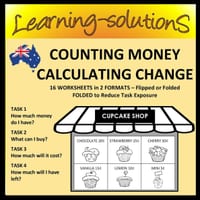 COUNTING MONEY, CALCULATING CHANGE - 16 Worksheets in 2 Formats - ACMNA034 & ACMNA059 - thumbnail 1 of 1