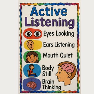 Active Listening Poster – Classroom Behaviour Anchor Chart PDF + PNG - image 1 of 1