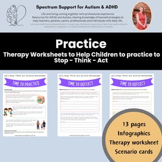Stop Think Act Therapy Impulse Control Therapy Worksheets for Kids - image 6 of 7
