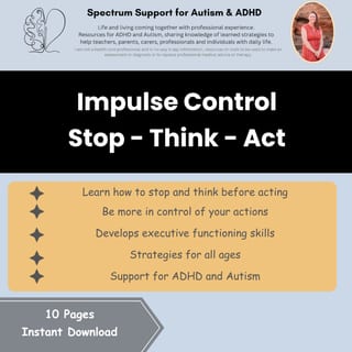 Stop Think Act Therapy Impulse Control Therapy Worksheets for Kids - image 7 of 7