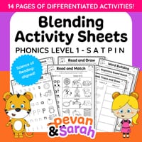 FREE Phonics Activity Booklet - Level 1 SATPIN | Blending CVC Words Worksheets | ALL AUS STATE FONTS