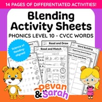 Phonics Activity Booklet - Level 10 CVCC Words | Blending Sounds Worksheets | ALL AUS STATE FONTS - thumbnail 1 of 4