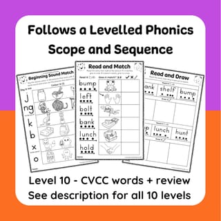 Phonics Activity Booklet - Level 10 CVCC Words | Blending Sounds Worksheets | ALL AUS STATE FONTS - image 3 of 4