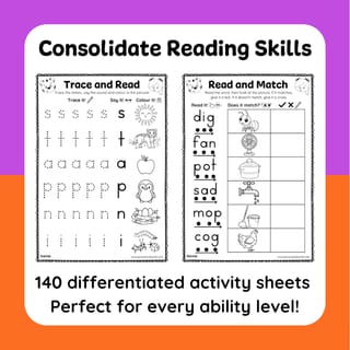 Phonics Activity Booklets Levels 1-10 | FIRST YEAR OF PHONICS | Blending CVC, CCVC, CVCC words - image 3 of 5