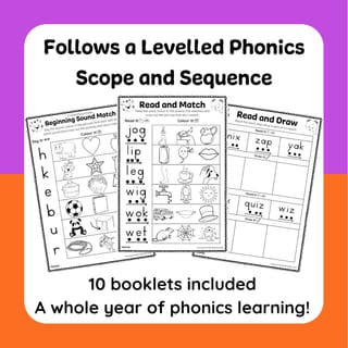 Phonics Activity Booklets Levels 1-10 | FIRST YEAR OF PHONICS | Blending CVC, CCVC, CVCC words - image 4 of 5