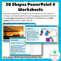 2D Shapes PowerPoint & Worksheets | Kindergarten & Foundation | Australian & NSW Curriculum - thumbnail 1 of 4