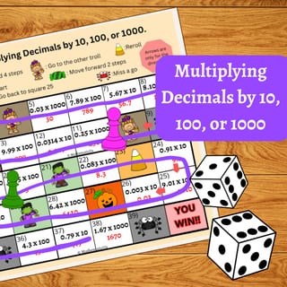 Multiplying Decimals by 10 100 1000 Halloween Maths Board Game - image 3 of 5