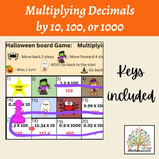 Multiplying Decimals by 10 100 1000 Halloween Maths Board Game - image 4 of 5