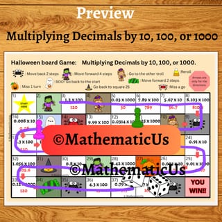 Multiplying Decimals by 10 100 1000 Halloween Maths Board Game - image 5 of 5