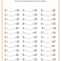 Addition Facts to 10 Worksheet