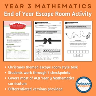 Year 3 Mathematics Christmas Escape Room - End of Year Summative Task - image 1 of 3