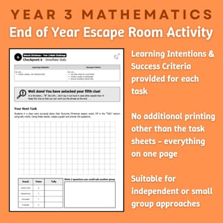 Year 3 Mathematics Christmas Escape Room - End of Year Summative Task - image 2 of 3