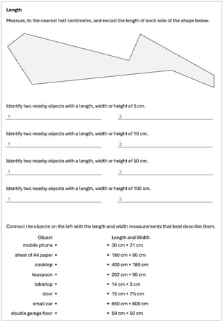 Length, Perimeter and Area Year 4 Worksheets - image 3 of 5