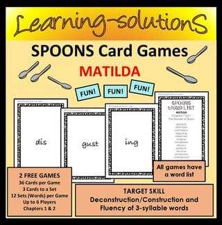 MATILDA - 2 Free Card Games - SPOONS - 3 Syllable Words - image 1 of 1
