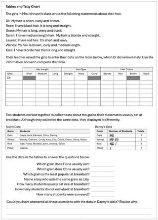 Statistics Years 3 & 4 Worksheets - image 2 of 5