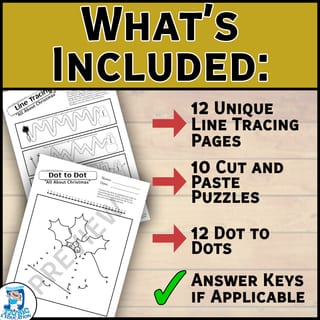 Christmas Activity Bundle: Number Puzzles, Dot to Dot & Line Tracing Fun! - image 3 of 3
