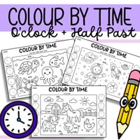 COLOUR BY TIME- O’CLOCK & HALF PAST (DIFFERENTIATED)
